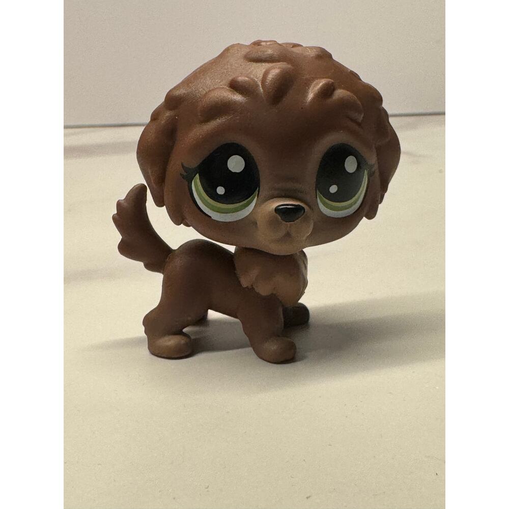 Littlest Pet Shop #93 Mena Mastiff Brown Dog w/ Green Eyes